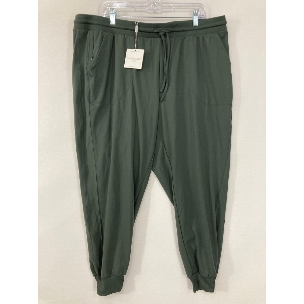 New Zac & Rachel Jogger Pants 1X Olive Green Activewear Lounge Casual Travel